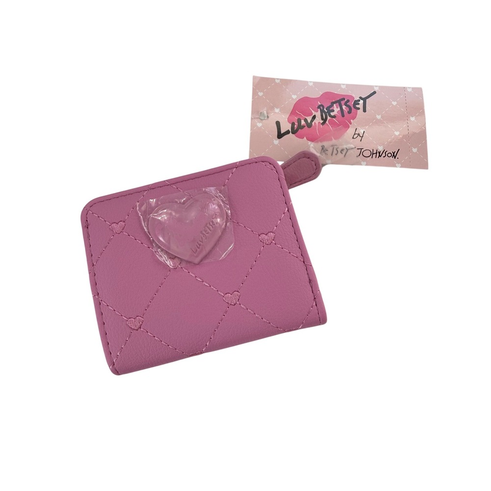 Luv Betsey Pink‎ Quilted Heart Bifold Wallet Y2K Glam LBMONEY Compact NWT